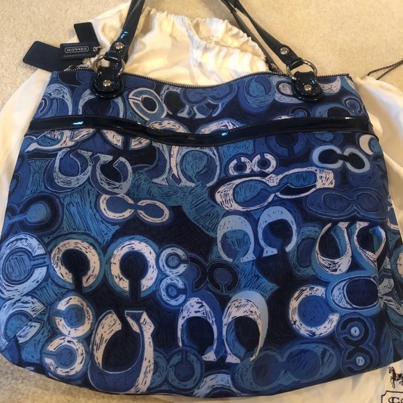 Rare Coach purse poppy denim print - Picture 2 of 4